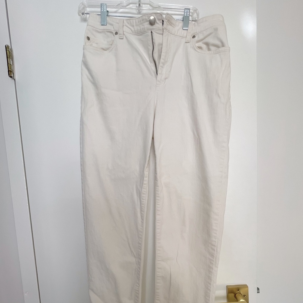 Eileen Fisher Organic Cotton Slim Straight White Jeans size 10